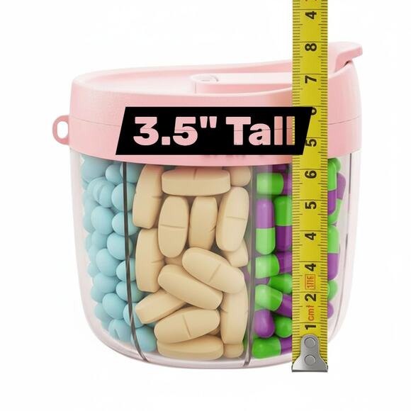 Pink Pill Dispenser, Cute Portable 7 Compartments, Anti-Mix Pill Organizer, NEW - Picture 6 of 7
